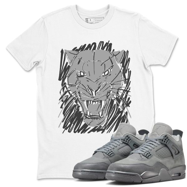 Wild Cat Doodle Unisex Cotton T Shirt To Match 4s Wet Cement, FQ7928-001 Jezsport.com