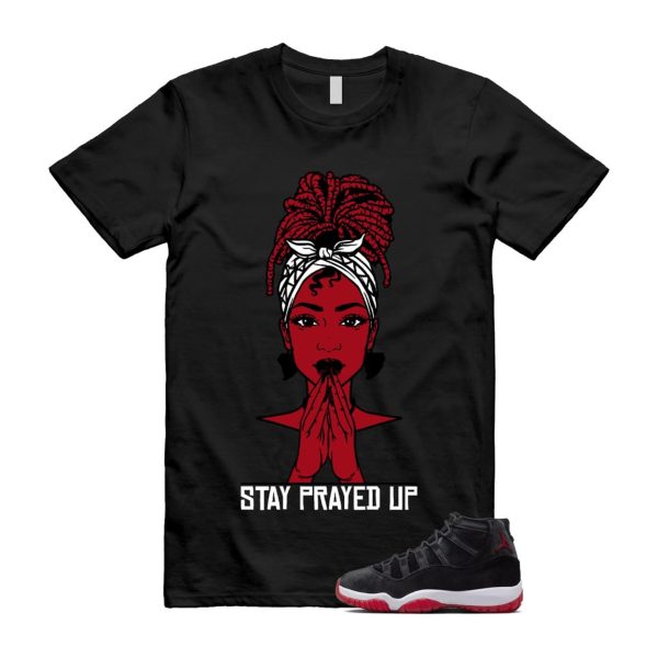 11 Bred Velvet Black Gym Red White T Shirt Match PRAY ,DB5457-061 Jezsport.com