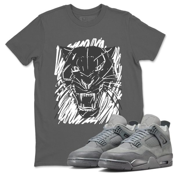 Wild Cat Doodle Unisex Cotton T Shirt To Match 4s Wet Cement, FQ7928-001 Jezsport.com