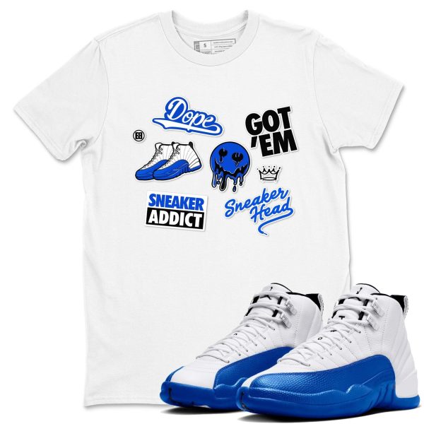 Sneakerhead Sticker Graphic Shirts To Match Sneakers 12s Retro Blueberry, CT8013-140 Jezsport.com