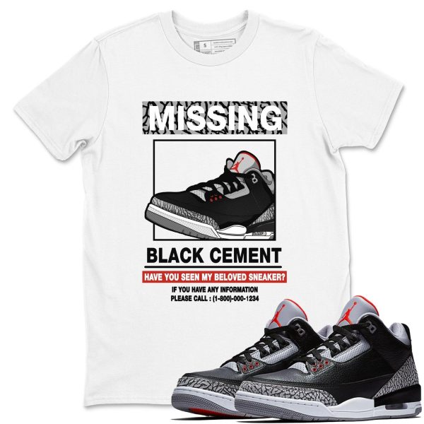 Missing Sneaker Unisex Graphic T-Shirts To Match Sneakers 3s Retro Black Cement, DN3707-010 Jezsport.com