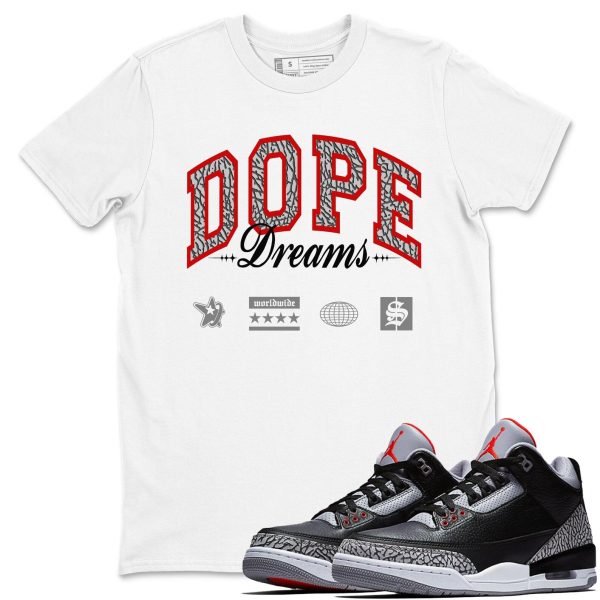 Dope Dreams Unisex Graphic T-Shirts To Match Sneakers 3s Retro Black Cement, DN3707-010 Jezsport.com