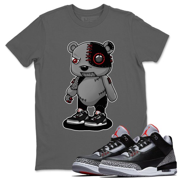 Cyborg Bear Unisex Graphic T-Shirts To Match Sneakers 3s Retro Black Cement, DN3707-010 Jezsport.com