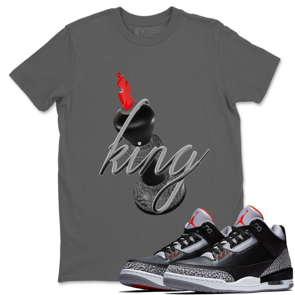 3D King Graphic Sneaker T-Shirt To Match 3 Retro Black Cement, DN3707-010 Jezsport.com