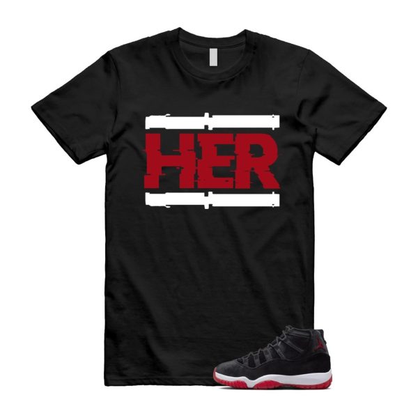 11 Bred Velvet Black Gym Red White T Shirt Match HER ,DB5457-061 Jezsport.com