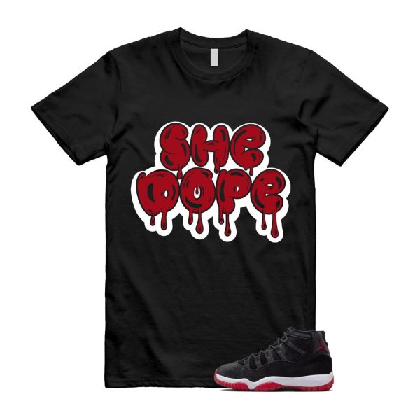 11 Bred Velvet Black Gym Red White T Shirt Match SHE DOPE ,DB5457-061 Jezsport.com