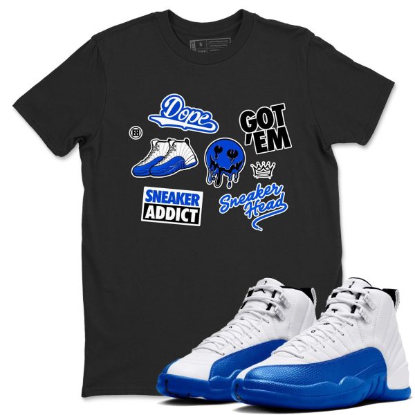 Sneakerhead Sticker Graphic Shirts To Match Sneakers 12s Retro Blueberry, CT8013-140 Jezsport.com