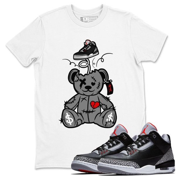 Surprise Teddy Bear Unisex Graphic T-Shirts To Match Sneakers 3s Retro Black Cement, DN3707-010 Jezsport.com