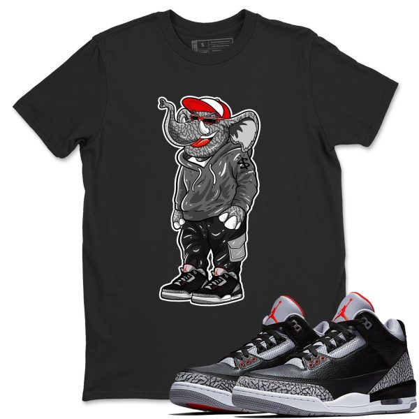 Sneakerhead Elephant Unisex Graphic T-Shirts To Match Sneakers 3s Retro Black Cement, DN3707-010 Jezsport.com