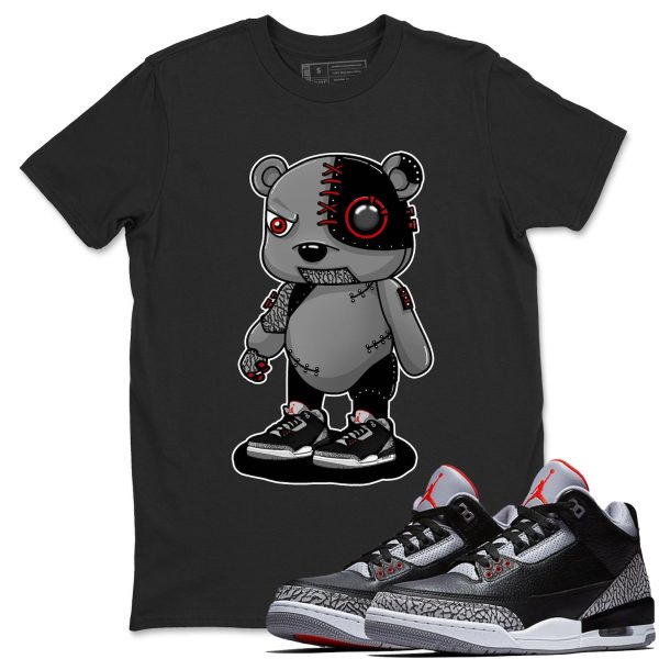 Cyborg Bear Unisex Graphic T-Shirts To Match Sneakers 3s Retro Black Cement, DN3707-010 Jezsport.com