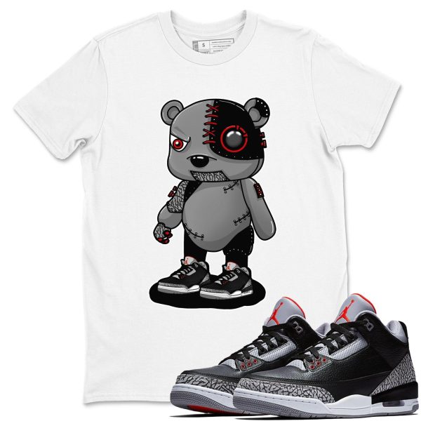 Cyborg Bear Unisex Graphic T-Shirts To Match Sneakers 3s Retro Black Cement, DN3707-010 Jezsport.com