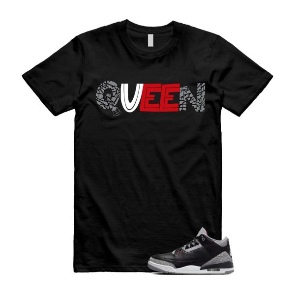 3 Black Cement Grey Fire Red Sail 2024 T Shirt Match QUEEN ,DN3707-010 Jezsport.com