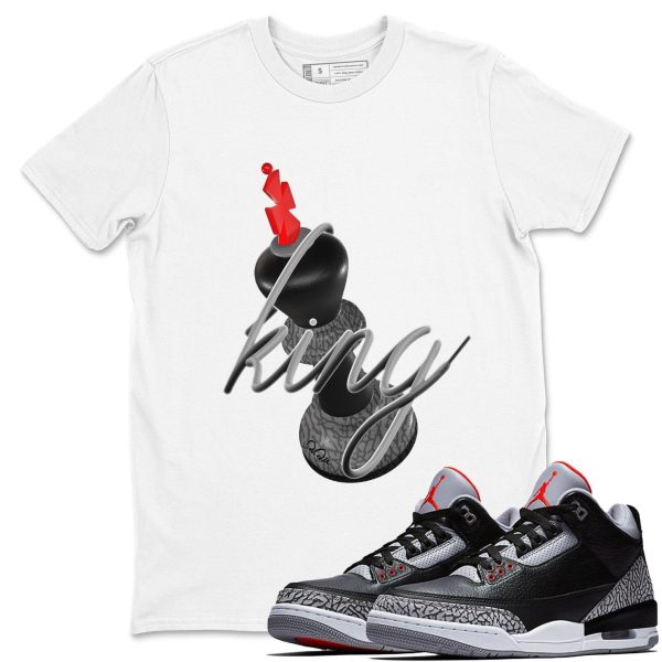 3D King Graphic Sneaker T-Shirt To Match 3 Retro Black Cement, DN3707-010 Jezsport.com