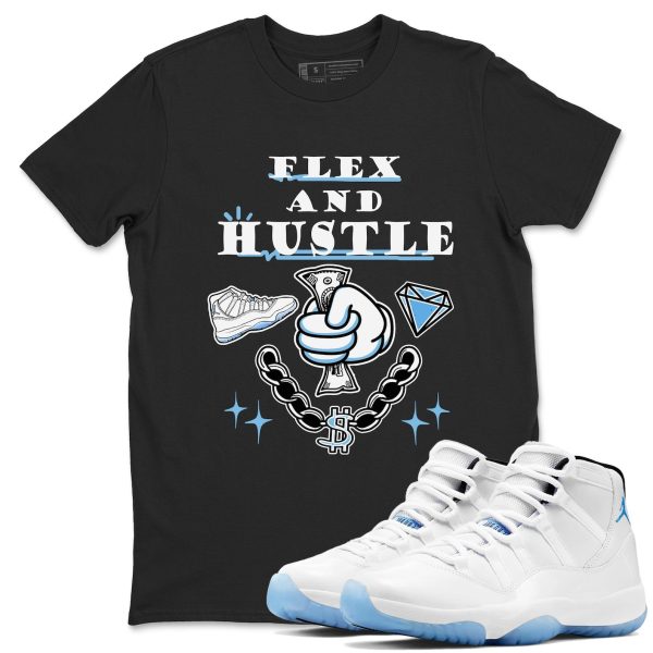 Flex And Hustle Graphic T-Shirt to wear with jordans 11s Retro Legend Blue, CT8012-104 Jezsport.com